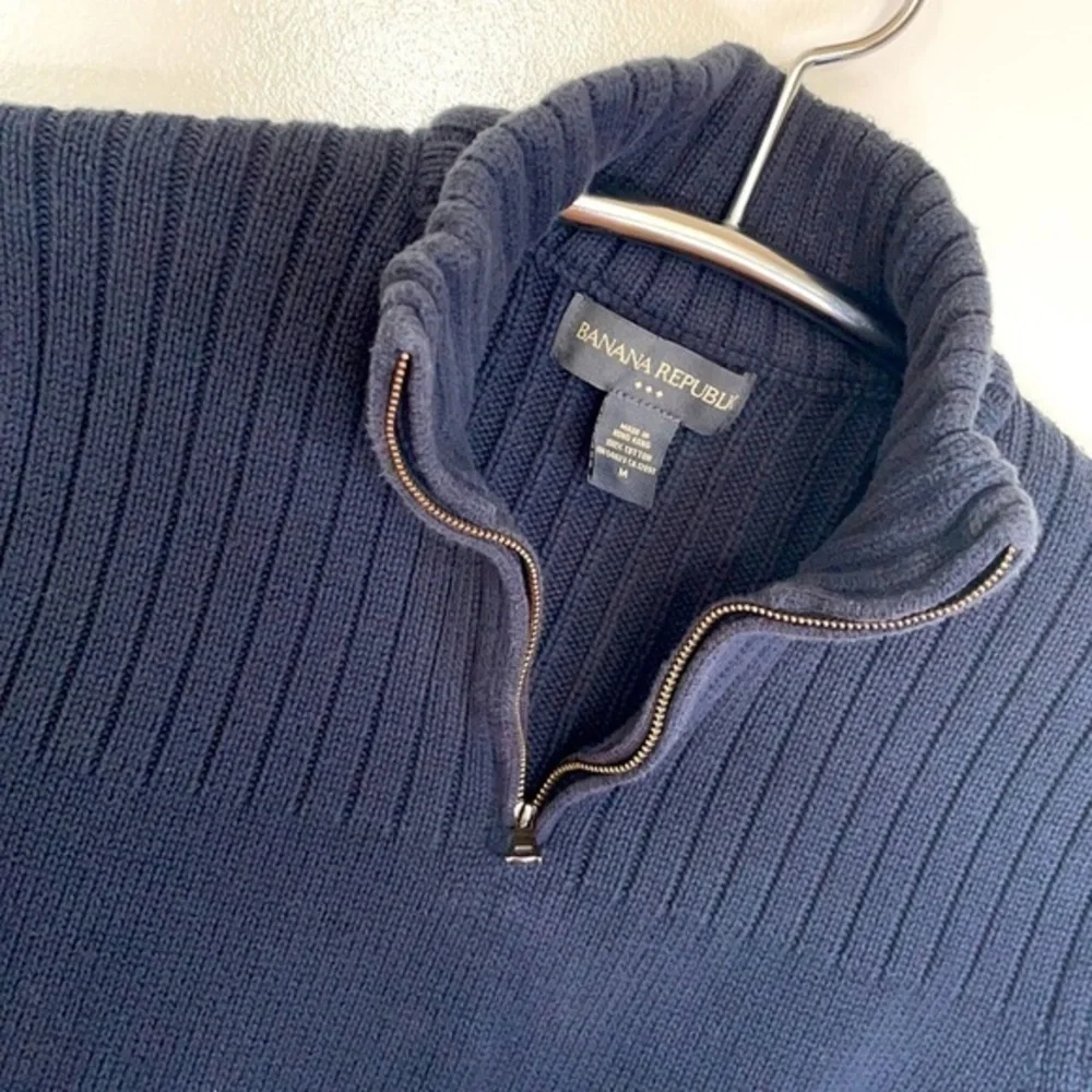 BANANA REPUBLIC | Women’s Navy Blue Quarter Zip Collared Pullover Sweatshirt